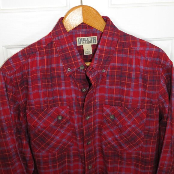 Duluth Trading Co. Men's LG Button Up Long Sleeve Plaid Flannel Shirt NWOT - Picture 4 of 7